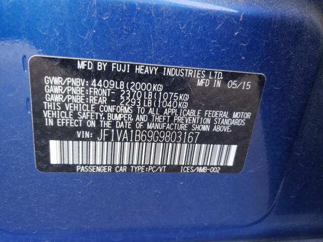 2016 SUBARU WRX JF1VA1B69G9803167
