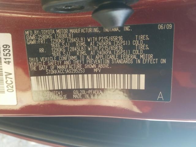 2010 TOYOTA SIENNA CE 5TDKK4CC1AS295253