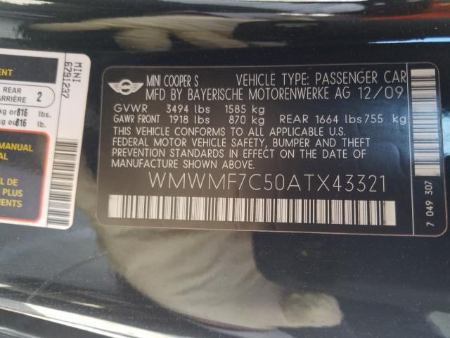 2010 MINI COOPER S WMWMF7C50ATX43321