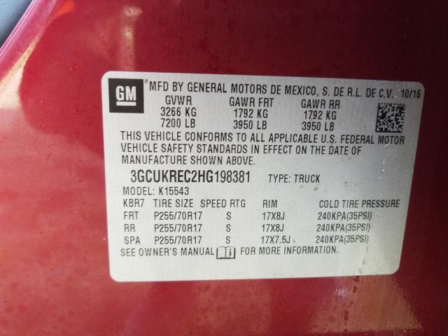 2017 CHEVROLET SILVERADO - 3GCUKREC2HG198381