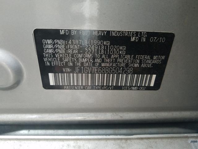 2011 SUBARU IMPREZA WR JF1GV7E68BG504298