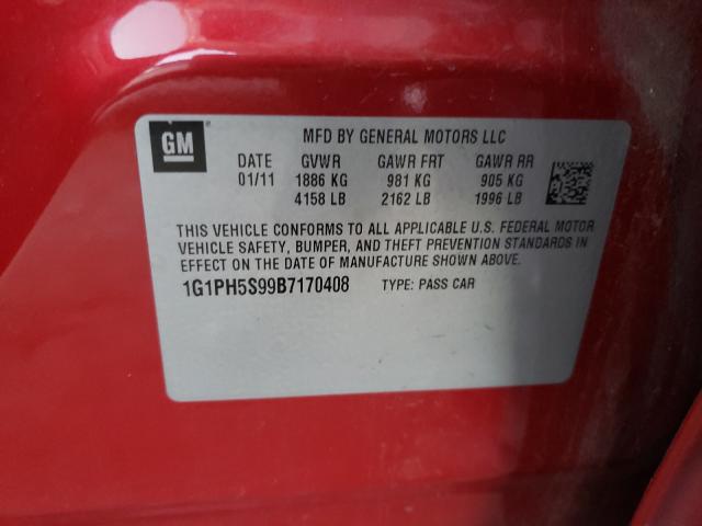2011 CHEVROLET CRUZE LTZ 1G1PH5S99B7170408