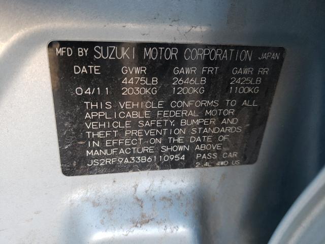 2011 SUZUKI KIZASHI SE JS2RF9A33B6110954