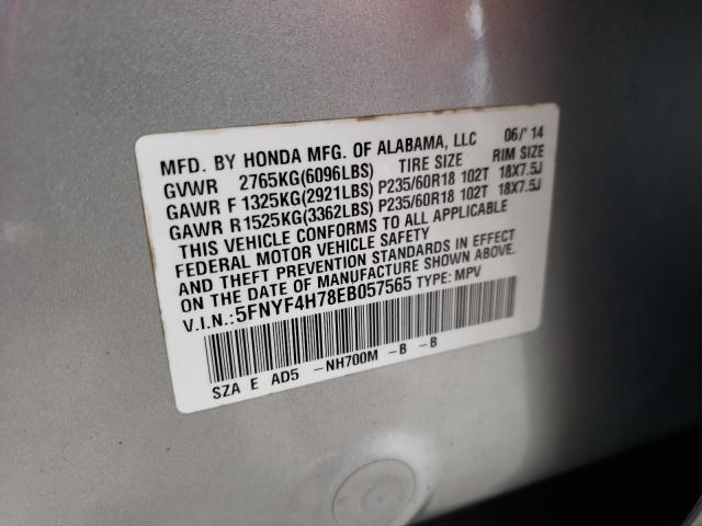 2014 HONDA PILOT 5FNYF4H78EB057565
