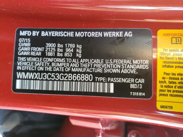 2016 MINI COOPER S WMWXU3C53G2B66880