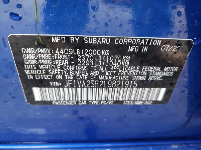 2020 SUBARU WRX STI JF1VA2S62L9821915
