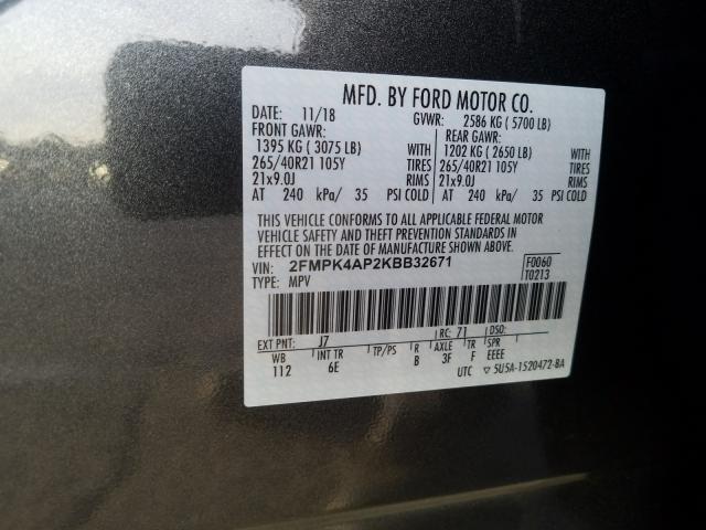 2019 FORD EDGE ST 2FMPK4AP2KBB32671