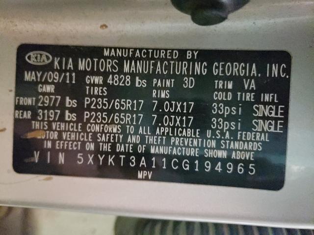 2012 KIA SORENTO BA 5XYKT3A11CG194965