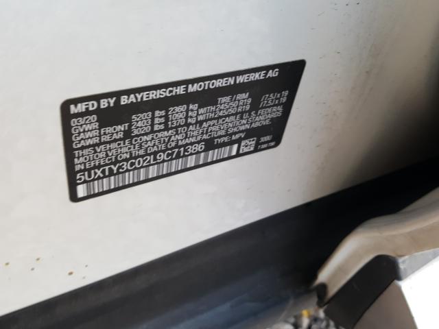 2020 BMW X3 SDRIVE3 5UXTY3C02L9C71386