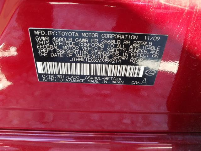 2010 LEXUS ES 350 JTHBK1EGXA2359214