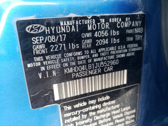 2018 HYUNDAI ELANTRA SP KMHD04LB1JU552960