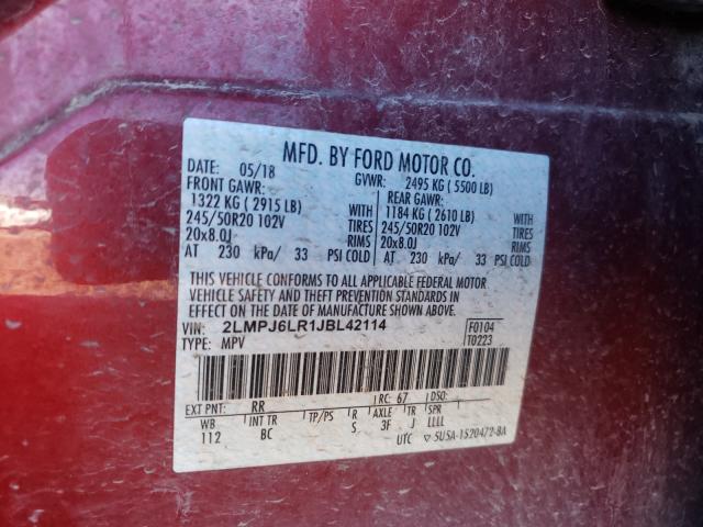 2018 LINCOLN MKX RESERV 2LMPJ6LR1JBL42114