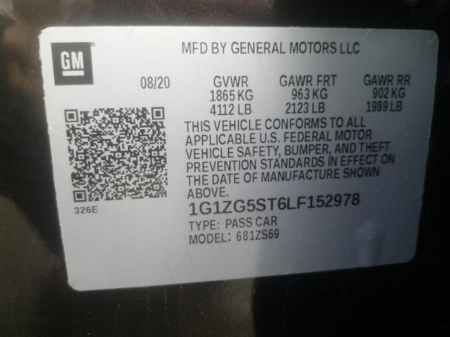2020 CHEVROLET MALIBU RS 1G1ZG5ST6LF152978