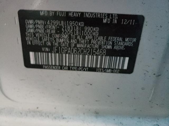2012 SUBARU IMPREZA PR JF1GPAD62CH215468