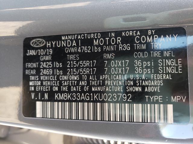 2019 HYUNDAI KONA LIMIT KM8K33AG1KU023792