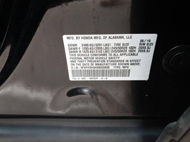 2019 HONDA PASSPORT E 5FNYF8H54KB020806