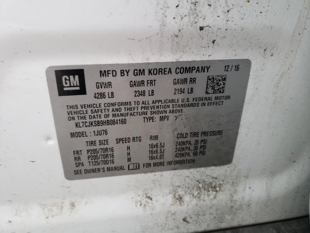 2017 CHEVROLET TRAX LS KL7CJKSB9HB084160
