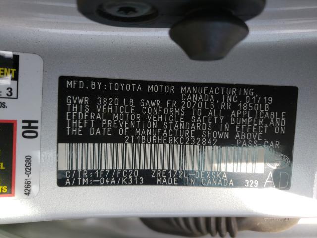 2019 TOYOTA COROLLA L - 2T1BURHE8KC232842