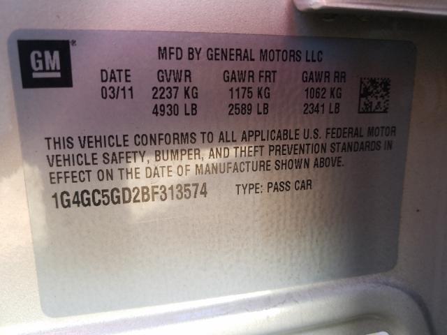 2011 BUICK LACROSSE C 1G4GC5GD2BF313574