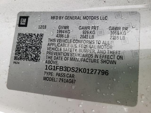 2019 CHEVROLET CAMARO LS 1G1FB3DS2K0127796
