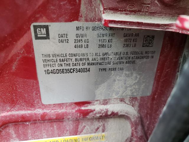 2012 BUICK LACROSSE P 1G4GD5E35CF340034
