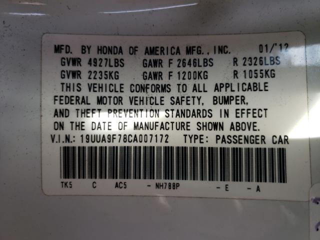 2012 ACURA TL 19UUA9F78CA007172