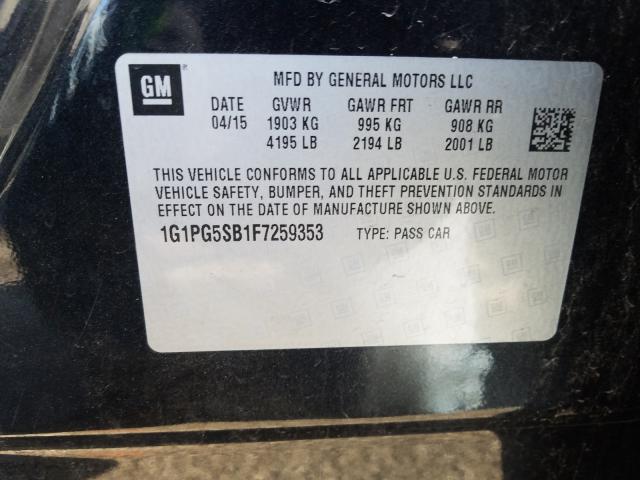 2015 CHEVROLET CRUZE LTZ 1G1PG5SB1F7259353