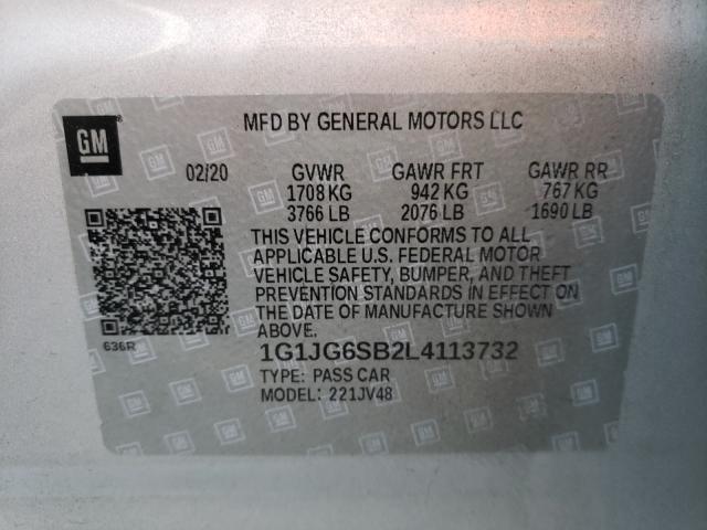 2020 CHEVROLET SONIC 1G1JG6SB2L4113732