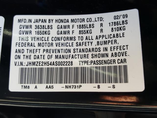 2010 HONDA INSIGHT LX JHMZE2H54AS002228