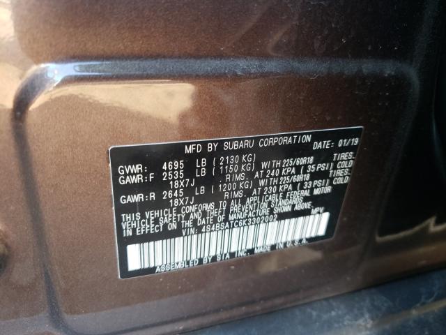 2019 SUBARU OUTBACK TO 4S4BSATC6K3302002