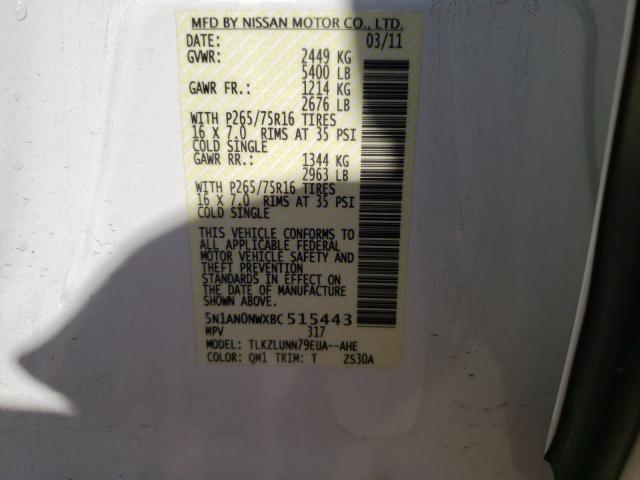2011 NISSAN XTERRA OFF 5N1AN0NWXBC515443