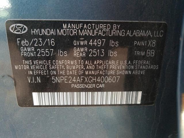 2016 HYUNDAI SONATA SE 5NPE24AFXGH400607