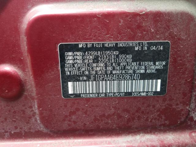 2014 SUBARU IMPREZA JF1GPAA64E9286740