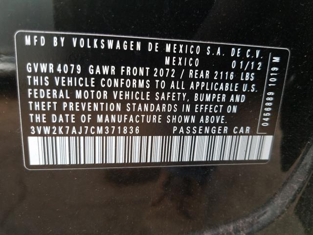 2012 VOLKSWAGEN JETTA BASE 3VW2K7AJ7CM371836