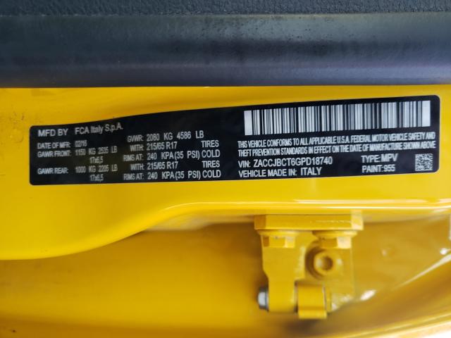 2016 JEEP RENEGADE T ZACCJBCT6GPD18740