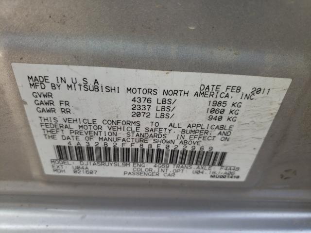 2011 MITSUBISHI GALANT FE 4A32B2FF8BE022969