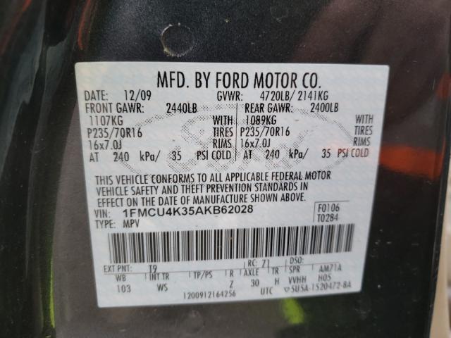 2010 FORD ESCAPE HYB 1FMCU4K35AKB62028