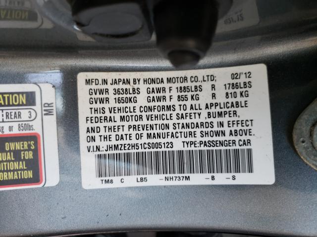 2012 HONDA INSIGHT LX JHMZE2H51CS005123