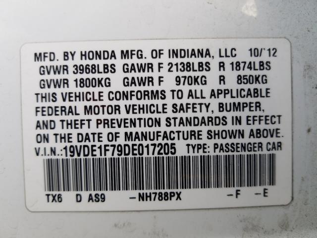 2013 ACURA ILX 20 TEC 19VDE1F79DE017205