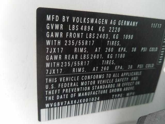 2018 VOLKSWAGEN TIGUAN LIM WVGBV7AX6JK001024