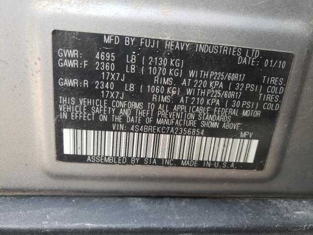 2010 SUBARU OUTBACK 3. 4S4BREKC7A2356854