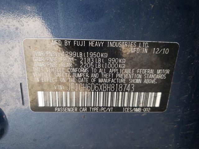 2011 SUBARU IMPREZA OU JF1GH6D6XBH818743