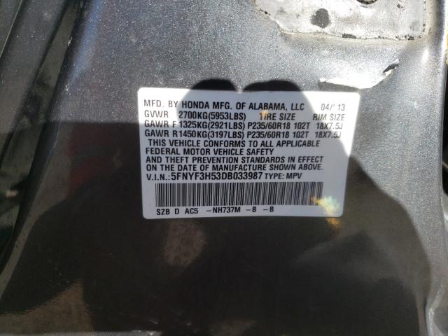 2013 HONDA PILOT EXL 5FNYF3H53DB033987