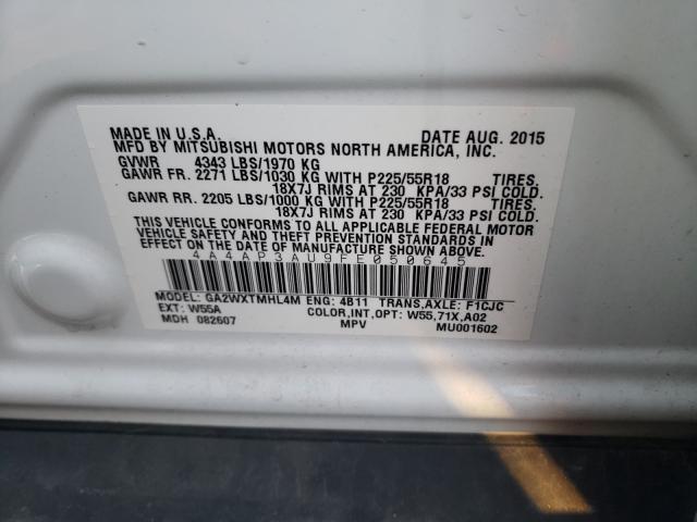 2015 MITSUBISHI OUTLANDER 4A4AP3AU9FE050645
