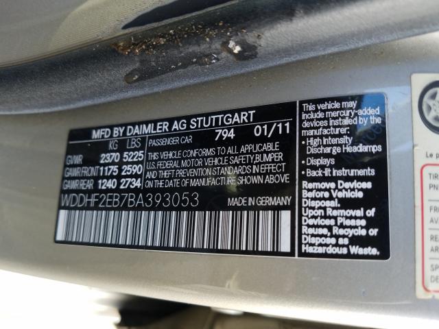2011 MERCEDES-BENZ E 350 BLUE WDDHF2EB7BA393053