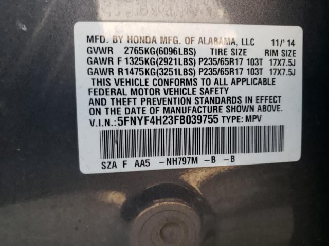 2015 HONDA PILOT LX 5FNYF4H23FB039755