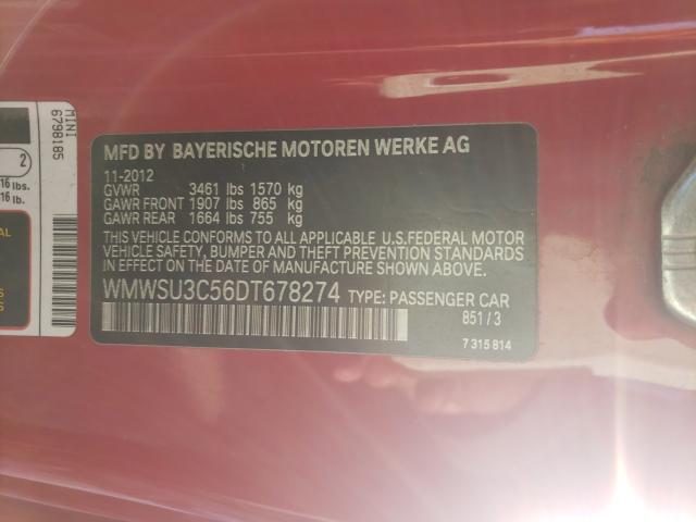 2013 MINI COOPER WMWSU3C56DT678274