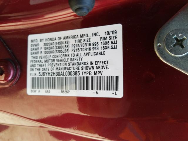 2010 HONDA ELEMENT LX 5J6YH2H30AL000385