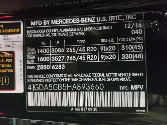 2017 MERCEDES-BENZ GLE 400 4M 4JGDA5GB5HA893660