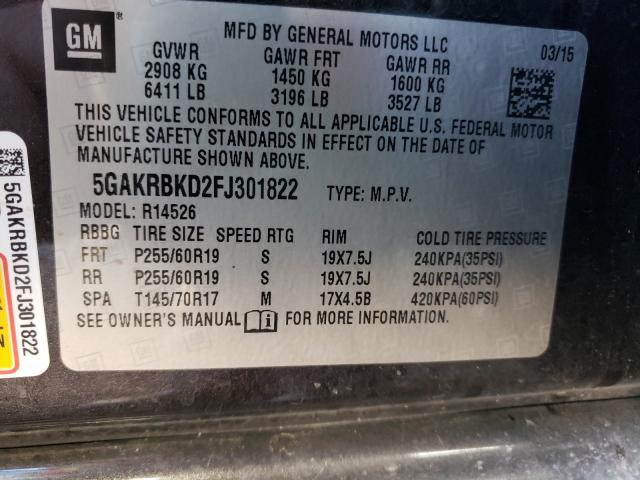 2015 BUICK ENCLAVE 5GAKRBKD2FJ301822
